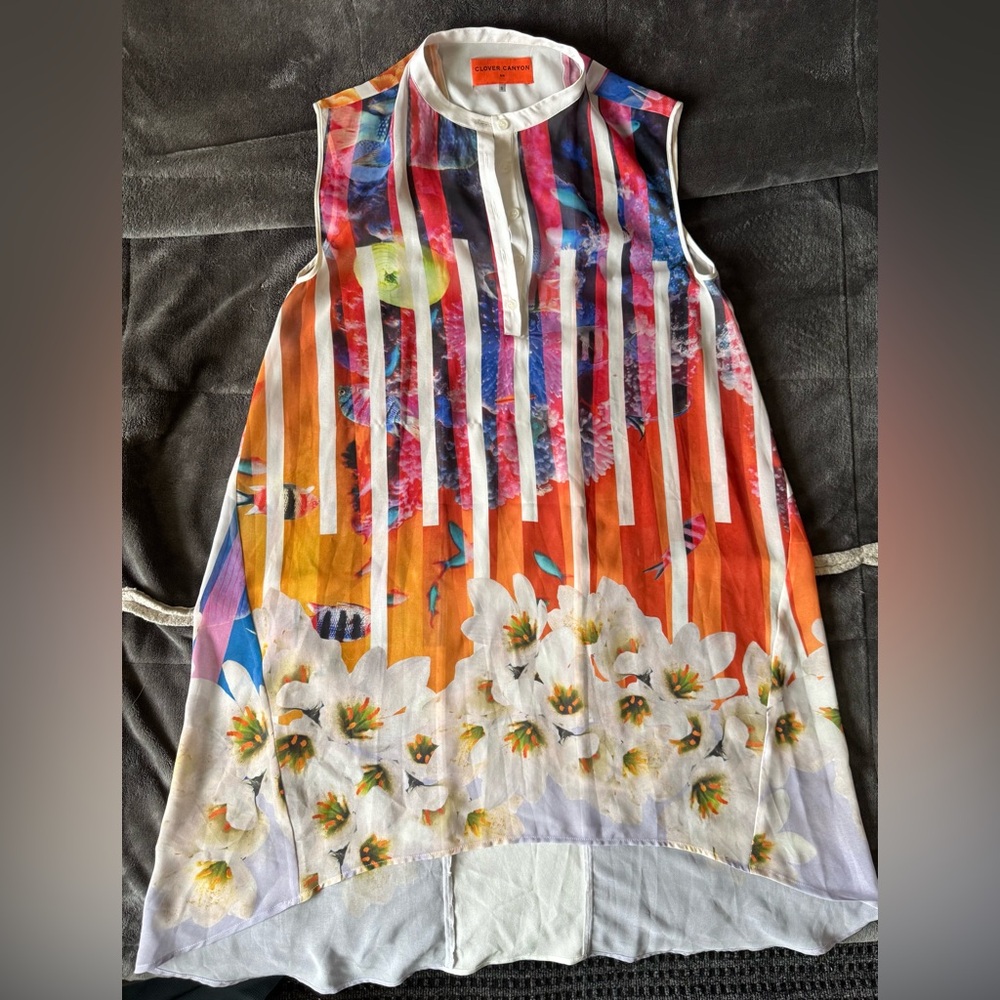 2 Clover Canyon Dress Womens Small Multicolor Floral Sheath Sleeveless
